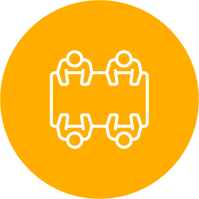 cross-functional-expertise-icon Yellow icon showing four people at a table