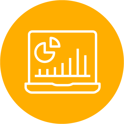 icon-candidate-placement-market-awareness Yellow icon showing charts and graphs