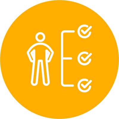 icon-candidate-placement-personalized-representation Yellow icon showing a person and a checklist