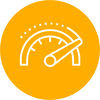 icon-contingent-placement-accelerated-placement Yellow icon showing a speedometer