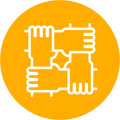 icon-executive-recruiting-high-performance Yellow icon showing hands holding each other in a circle